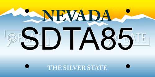 SDTA85 Nevada License Plate