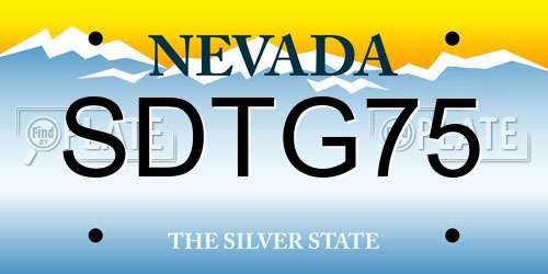 SDTG75 Nevada License Plate
