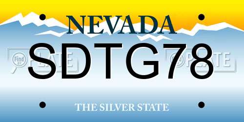 SDTG78 Nevada License Plate