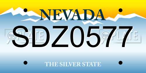 SDZ0577 Nevada License Plate