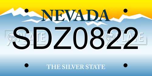 SDZ0822 Nevada License Plate