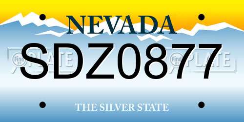 SDZ0877 Nevada License Plate