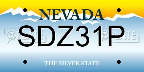 SDZ31P Nevada License Plate