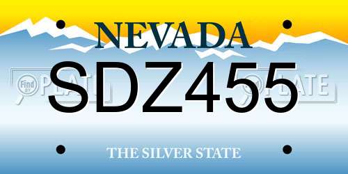 SDZ455 Nevada License Plate
