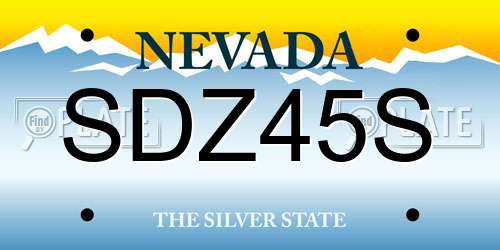 SDZ45S Nevada License Plate