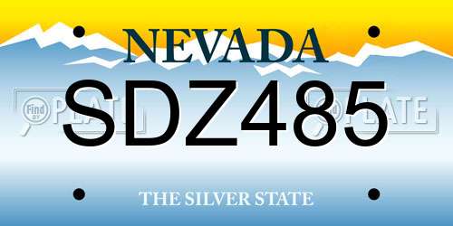 SDZ485 Nevada License Plate