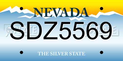 SDZ5569 Nevada License Plate