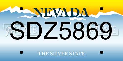 SDZ5869 Nevada License Plate