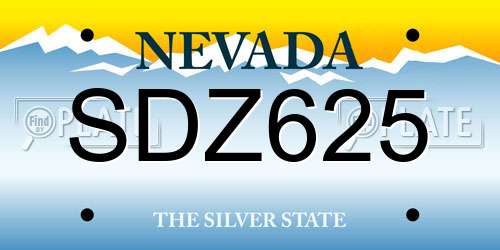 SDZ625 Nevada License Plate