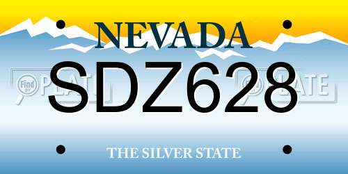 SDZ628 Nevada License Plate