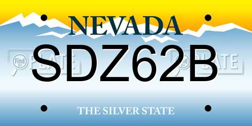 SDZ62B Nevada License Plate