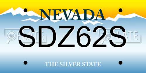 SDZ62S Nevada License Plate
