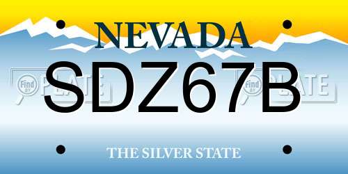 SDZ67B Nevada License Plate