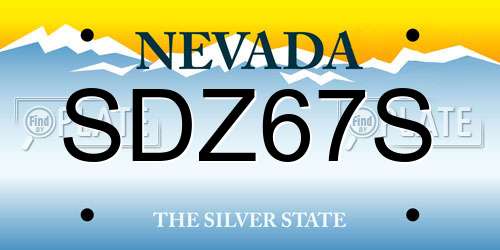 SDZ67S Nevada License Plate