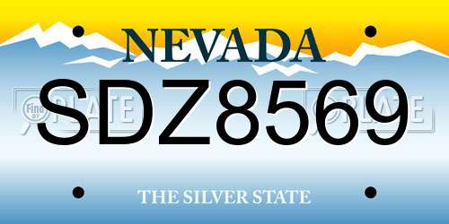 SDZ8569 Nevada License Plate