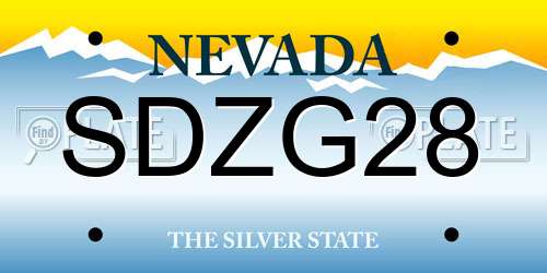 SDZG28 Nevada License Plate