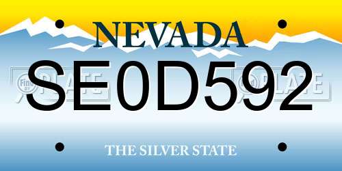 SE0D592 Nevada License Plate
