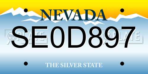 SE0D897 Nevada License Plate