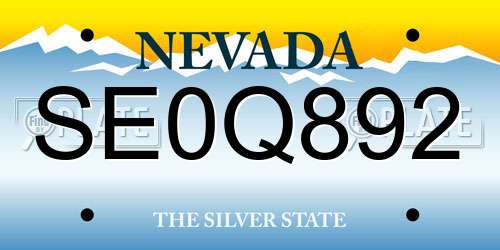 SE0Q892 Nevada License Plate