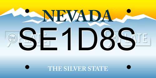 SE1D8S Nevada License Plate