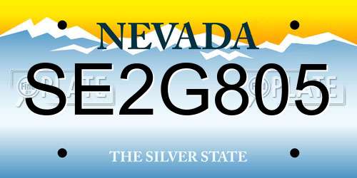 SE2G805 Nevada License Plate