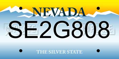 SE2G808 Nevada License Plate
