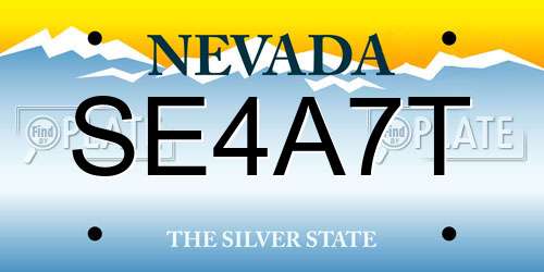 SE4A7T Nevada License Plate