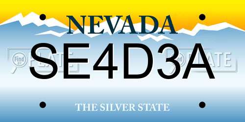 SE4D3A Nevada License Plate