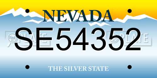 SE54352 Nevada License Plate
