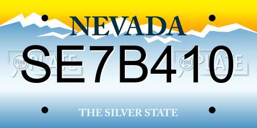 SE7B410 Nevada License Plate