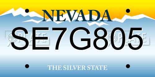 SE7G805 Nevada License Plate