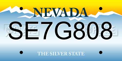 SE7G808 Nevada License Plate