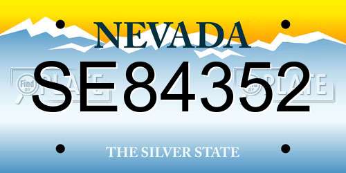 SE84352 Nevada License Plate