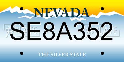 SE8A352 Nevada License Plate