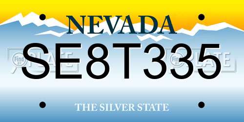 SE8T335 Nevada License Plate