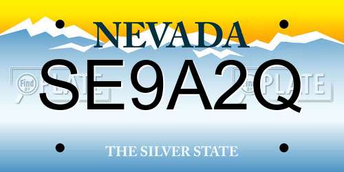 SE9A2Q Nevada License Plate
