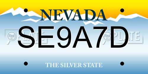 SE9A7D Nevada License Plate