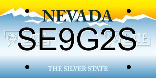 SE9G2S Nevada License Plate