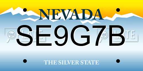 SE9G7B Nevada License Plate
