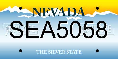 SEA5058 Nevada License Plate