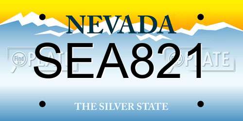 SEA821 Nevada License Plate