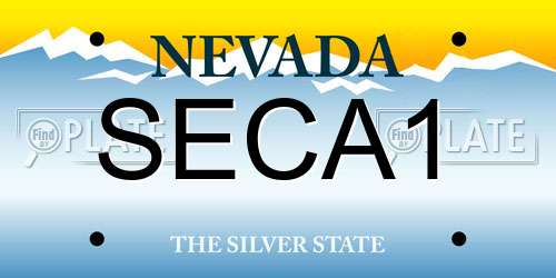 SECA1 Nevada License Plate