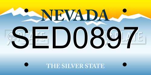 SED0897 Nevada License Plate