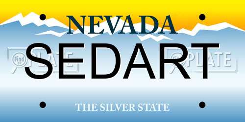 SEDART Nevada License Plate
