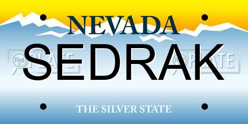 SEDRAK Nevada License Plate
