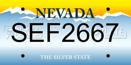 SEF2667 Nevada License Plate