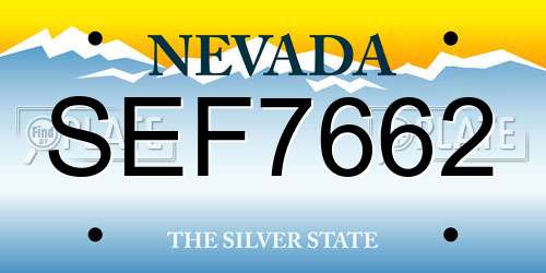 SEF7662 Nevada License Plate