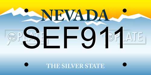 SEF911 Nevada License Plate