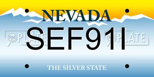 SEF91I Nevada License Plate