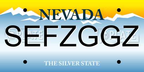 SEFZGGZ Nevada License Plate